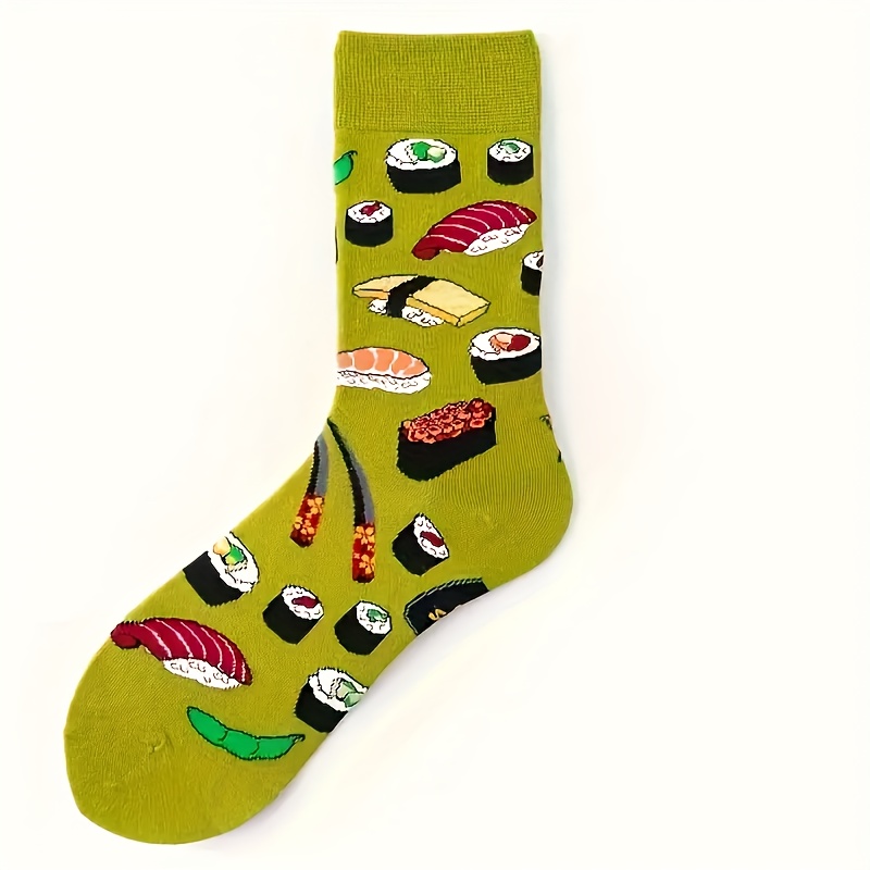 Image of 1/3/5-pack Lightweight, Comfortable, Breathable Mid-calf Couple Socks With Double Sushi Design