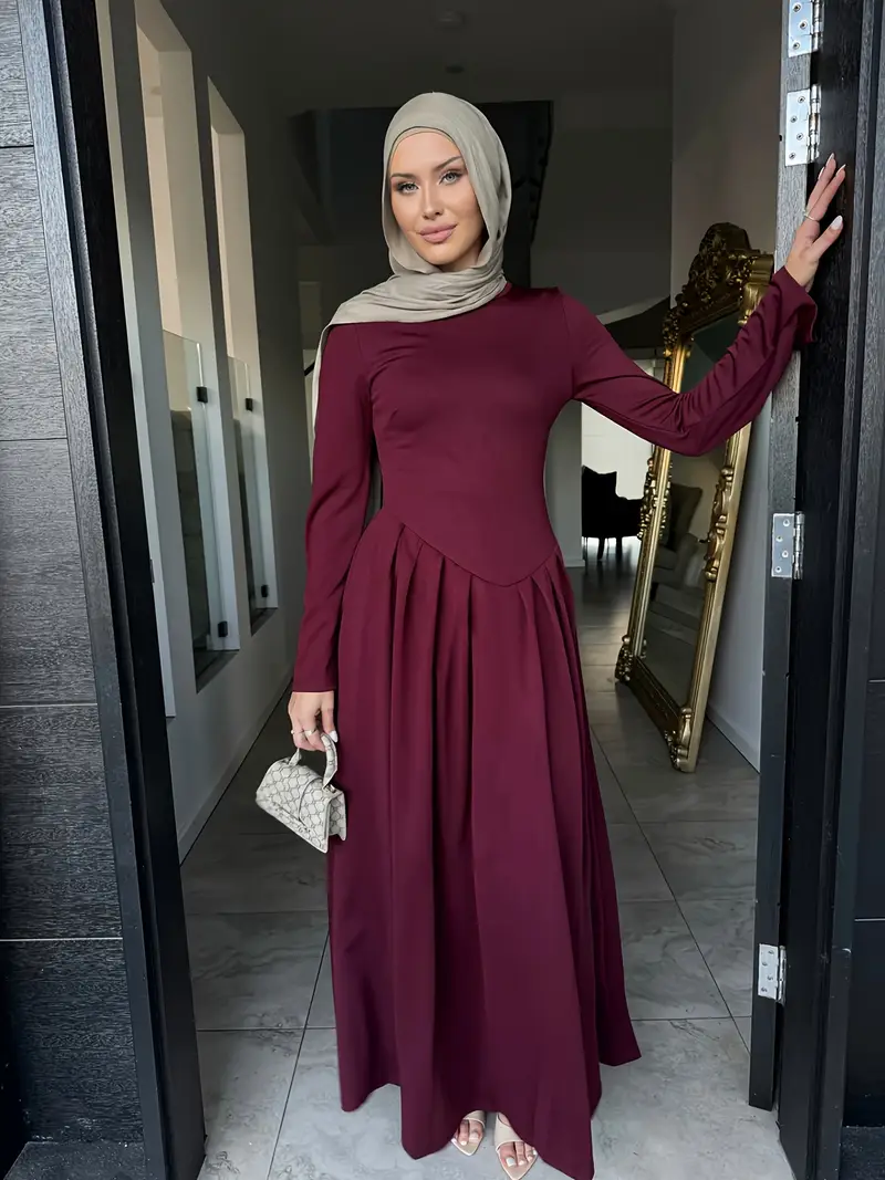 long sleeve solid color maxi dress Maxi Dress for Women V Neck Solid Color Long Sleeve Dress Casual Loose Fit Flowy Fall Long Dresses