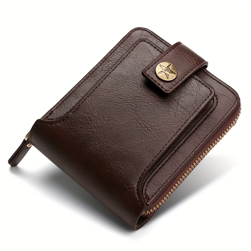 TEMU Custom Engraved Men's Pu Wallet, Zipper Short Wallet, Personalized Name Engraved Purse, Men's Gift, Birthday & Anniversary Present For Dad,