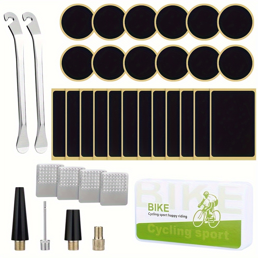  WANTERONG Kit de reparación de parches de neumáticos de  bicicleta: Kit de reparación de tubo interior de bicicleta con 20 parches  de vulcanización 9 parches de punción sin pegamento, núcleo de