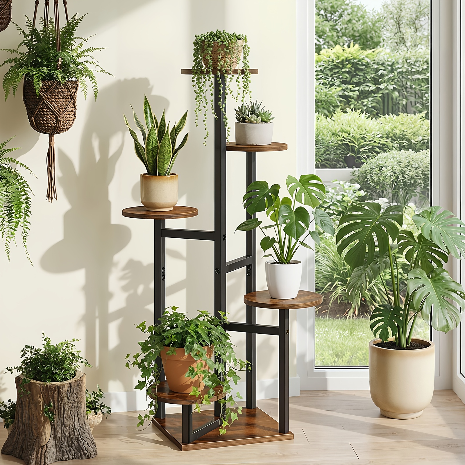 Image of Furniture 5-tier Plant Stand, Plant Storage, Plant Shelf, Display Rack, Suitable For Living Room, Study, And Black