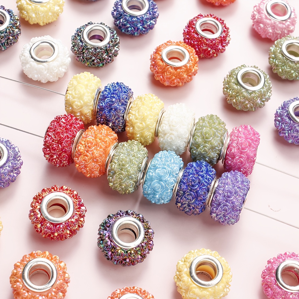 

30pcs Germeglity Acrylic Beads, 15mm Large Hole Spacer Beads For Making, Bracelet Necklace Charms Accessories, Romantic