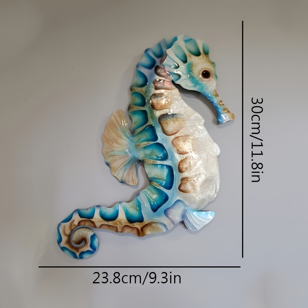 TEMU 2d Flat Metal Seahorse Ocean Theme Wall Art, Metal Area And Beach Theme Coastal Decoration, Suitable For Home, Interior, Bedroom, Living Room,