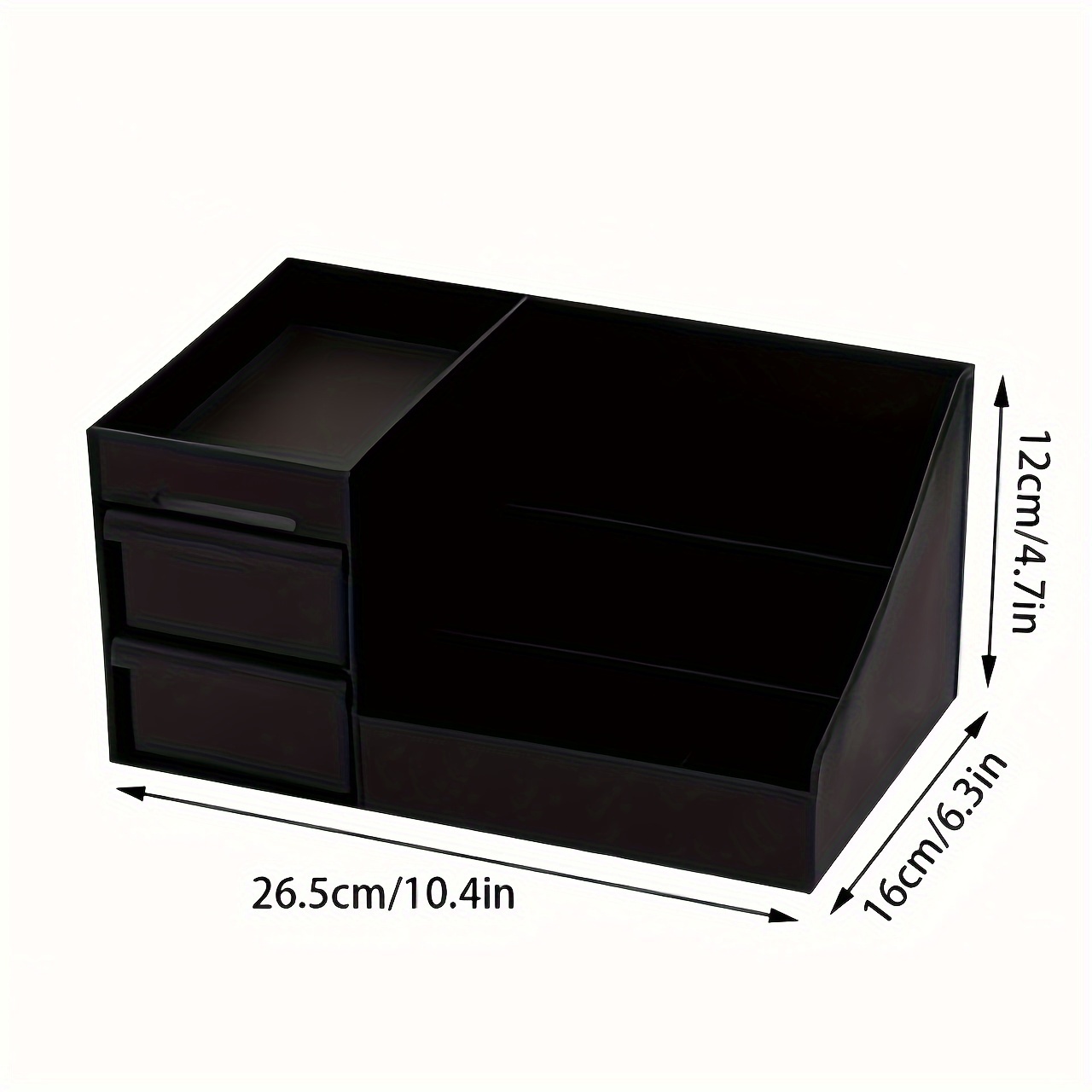 TEMU 1pc Large Capacity Black Makeup Table Storage Box - Drawered Men's Makeup Table Organizer, Suitable For Cologne, Shaving Tools, Shaving Cream,
