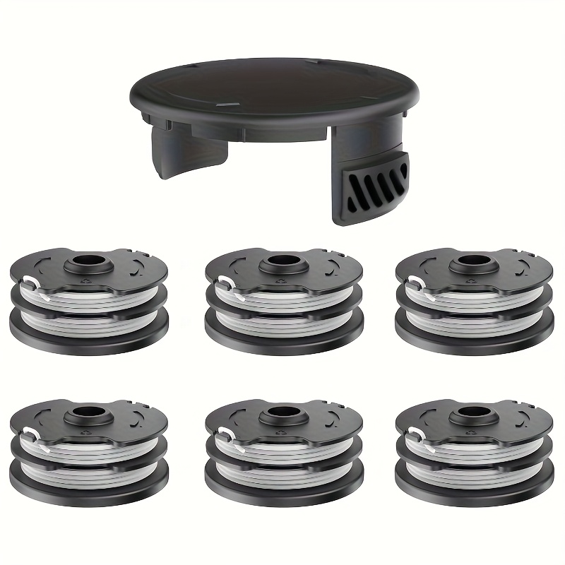 E-shop Parkside Trimmer-Spulen- & Abdeckungsset - 6 Robuste Fadenspulen + Schutzabdeckung, Passend für PRTA 20-Li Serie & PRT Modelle