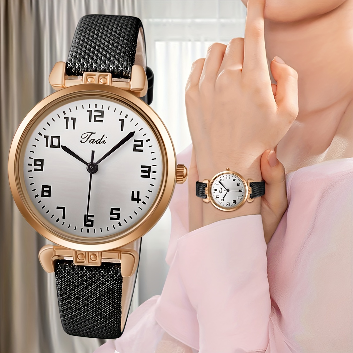 

Cute Gradient Dial Fashion Quartz Watch Candy Color Analog Pu Leather Wrist Watch For Women Daily Use