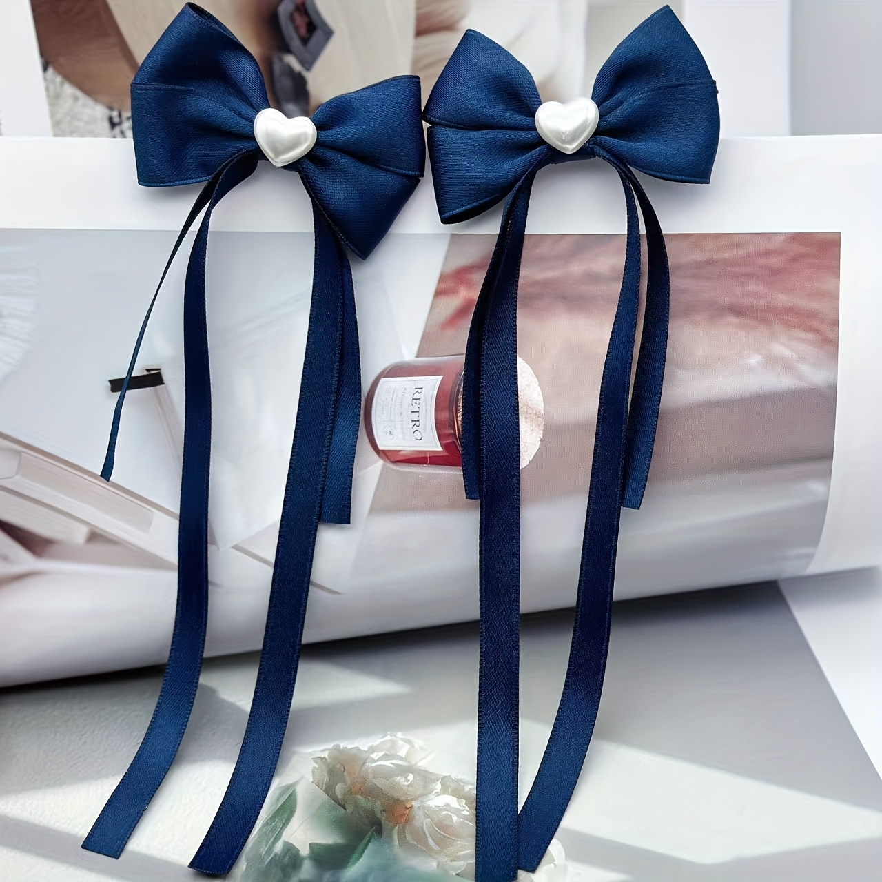 Image of 2pcs Sweet Cute Bow Hair Clips, Suitable For Parties, Back To School, New Year, And Multiple Occasions