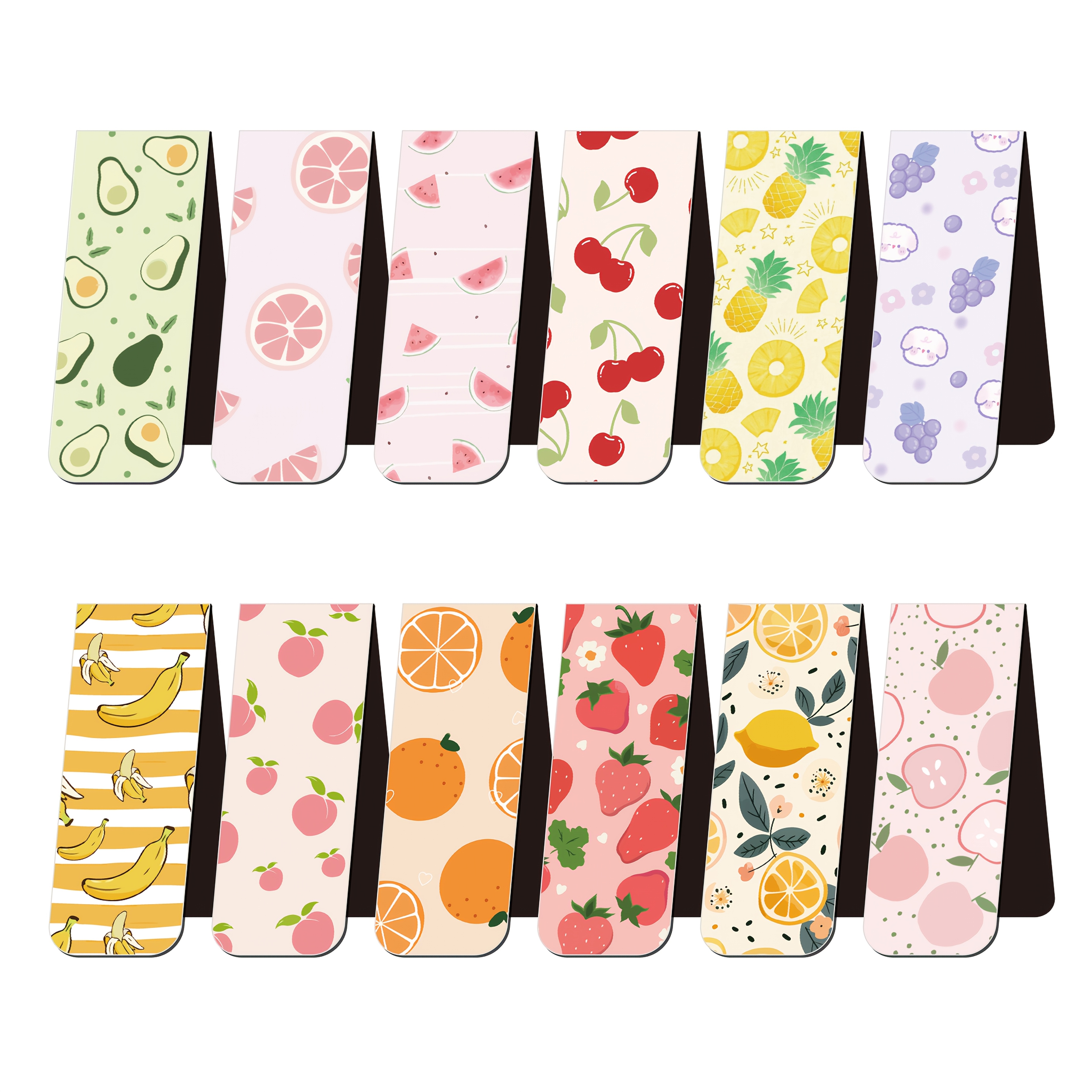 12-pack -themed Magnetic Bookmarks - Durable Cardboard Magnet Page Clips For Readers, Teachers, And - Assorted Designs, , Smooth Page Marking
