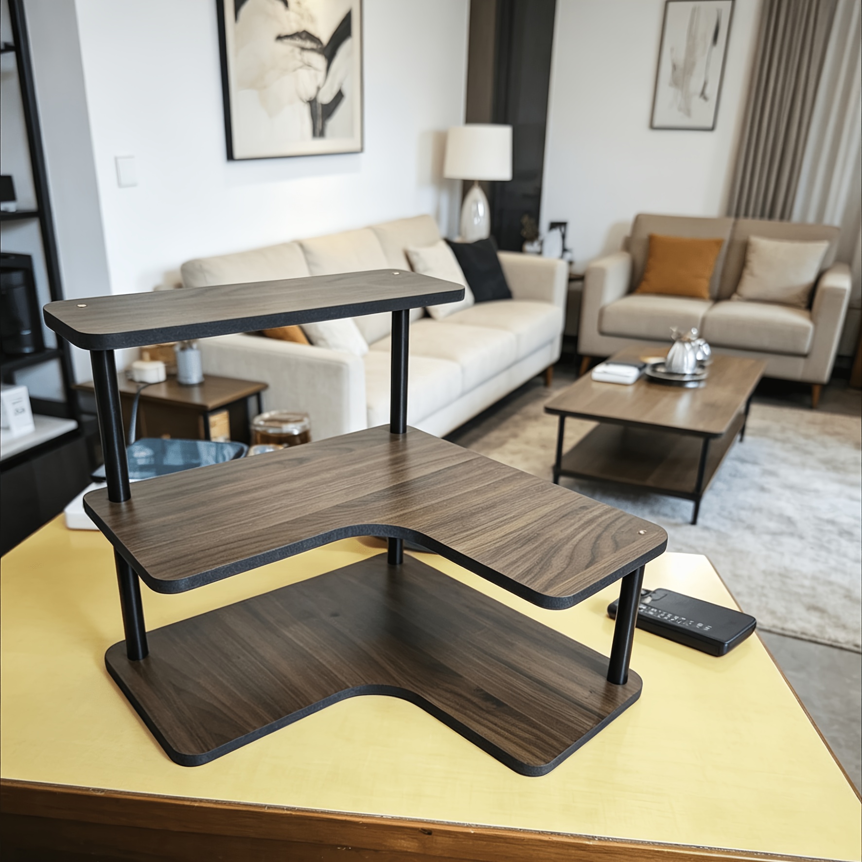TEMU New Minimalist Desktop Display Stand, Sturdy Wooden Storage Shelf, A Vertical Shelf Suitable For Multiple Spaces Such As Kitchens, Living Rooms,