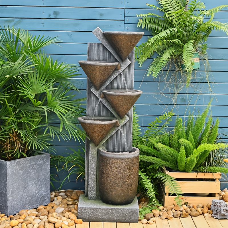 1pc Large 49.6-Inch Tiered Bowl And Light Outdoor Water Feature Fountain, Creates A Tranquil Oasis for Outdoor Living Spaces, Suitable for And Landscapes, Patios, Balconies, Lawns.
