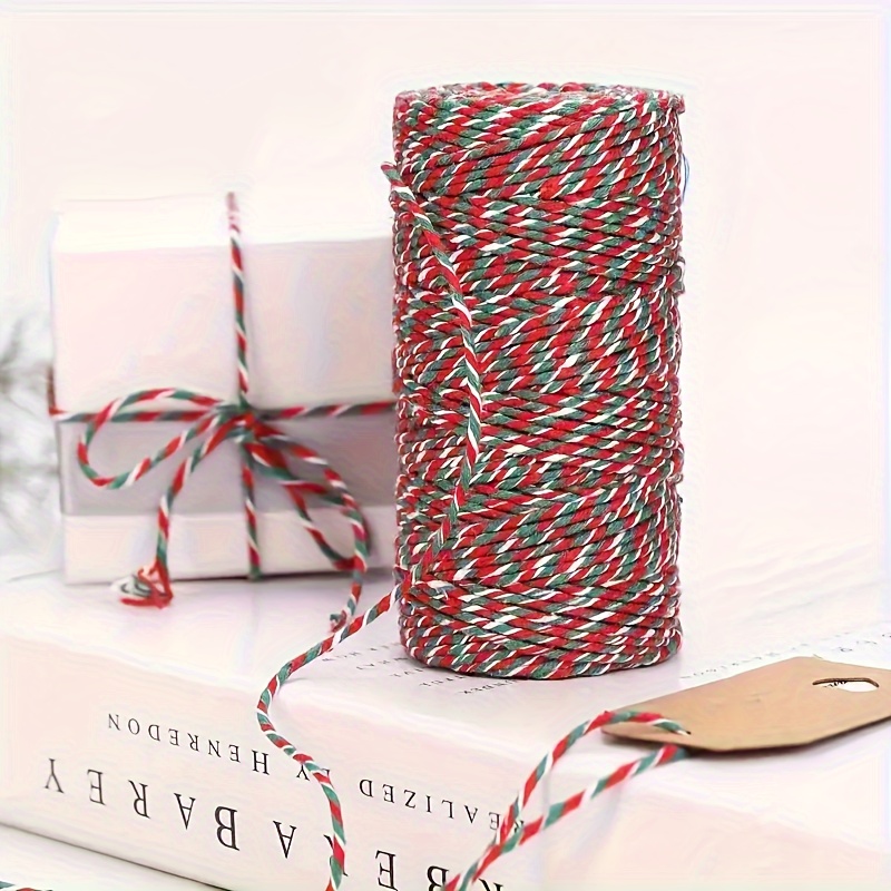 

Christmas Craft Ribbon Roll - 70 Yards, Tri-color (white/red/green), 2mm Thick Polyester Cotton Cord For Gift Wrapping & Diy Decorations