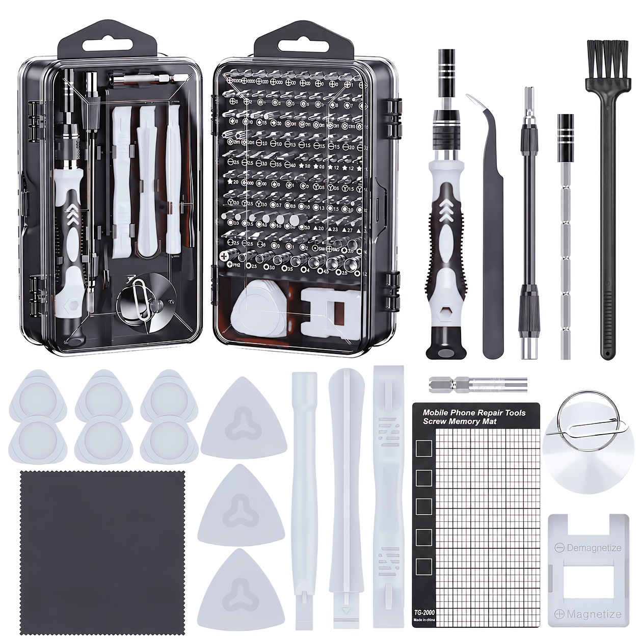 TEMU 125 pièces Kit d'outils électroniques avec tournevis magnétique de et 101 embouts - Adapté pour réparation d'ordinateurs, ordinateurs portables,