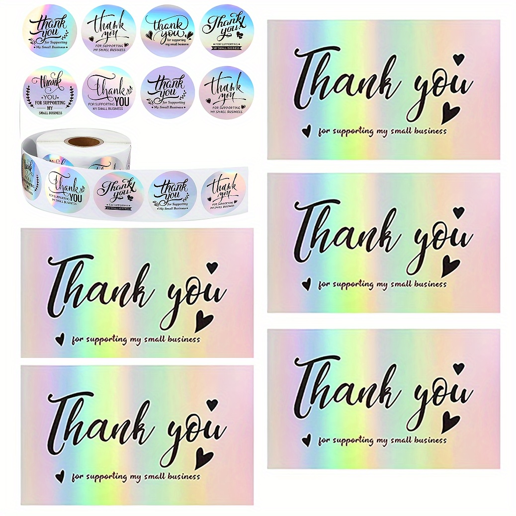 

550pcs/set, 50 Thank You Cards And 500 Stickers Set, "thank You For Supporting My Small Business" Cards For Retail Store And Small Business Packaging