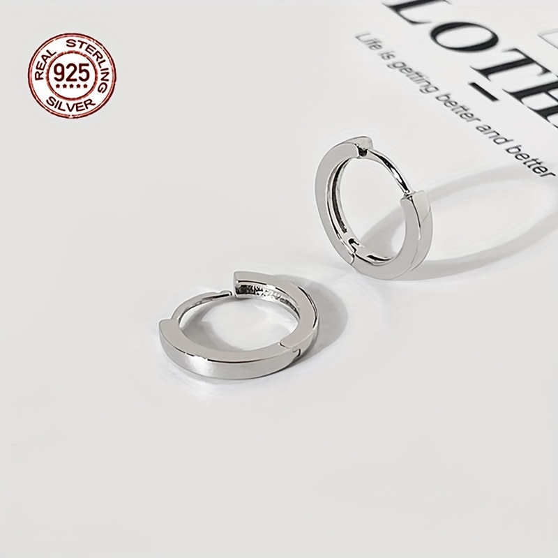 Men's Classic Round Stud Earrings, 925 Sterling Silver