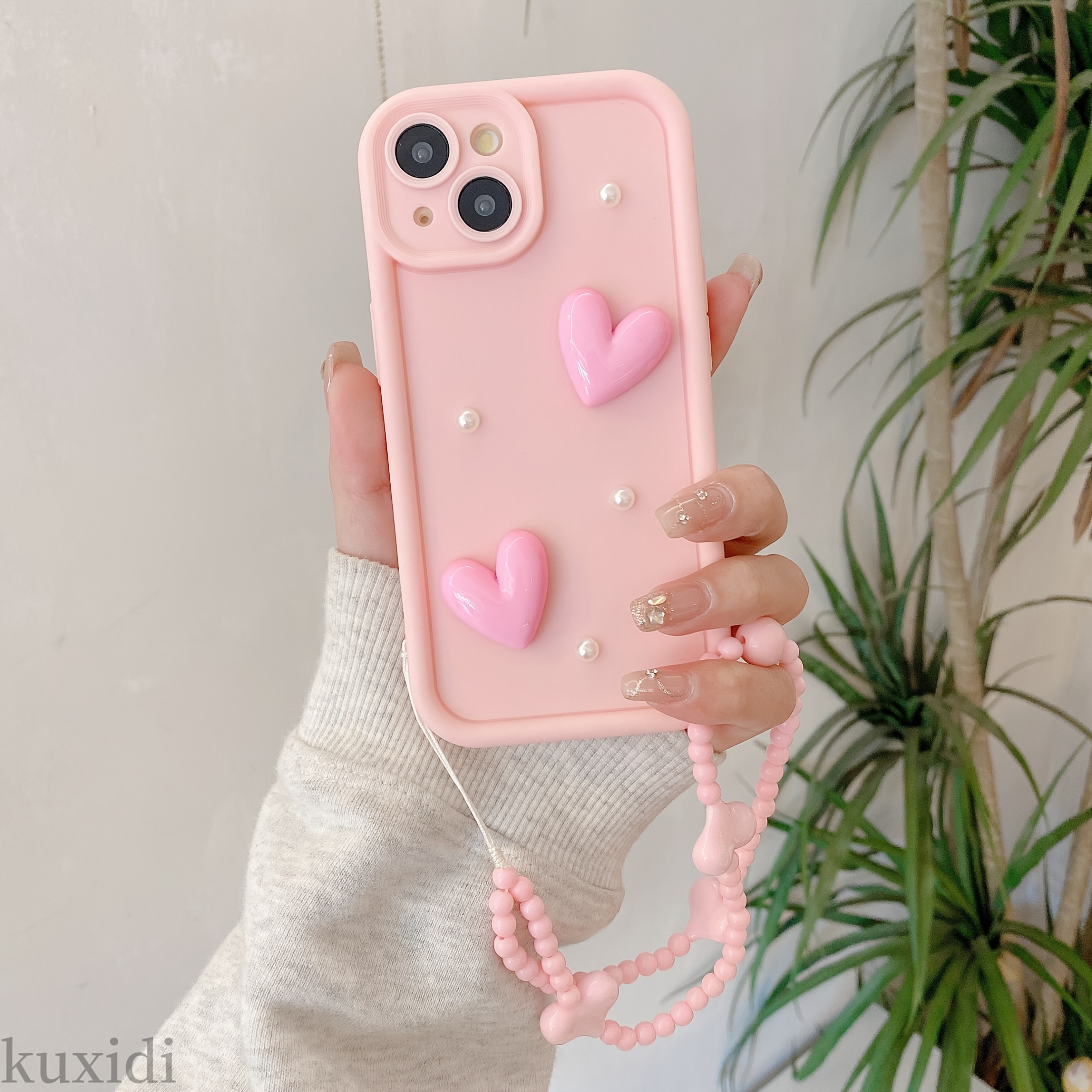 TEMU Phone Case: -shaped Ladder Is With Diy Pearls   Love, And The Is Suitable For Redmi