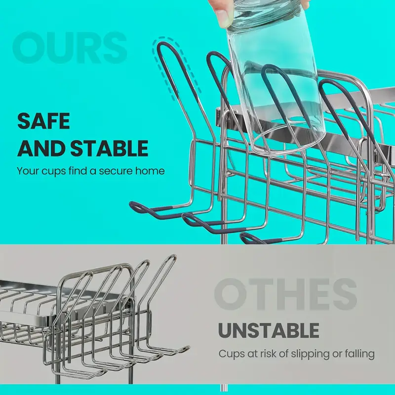 2 tier dish drying rack with rotatable drain spout kitchen counter dish rack with extendable drain spout dish drainer for utensils cups glasses cutting boards space saving and easy to assemble new year gift valentines day gift Product details 8