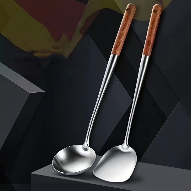 

Stainless Steel Extended Spatula With Handle - Heat-resistant, Non-slip Kitchen Cooking Tool