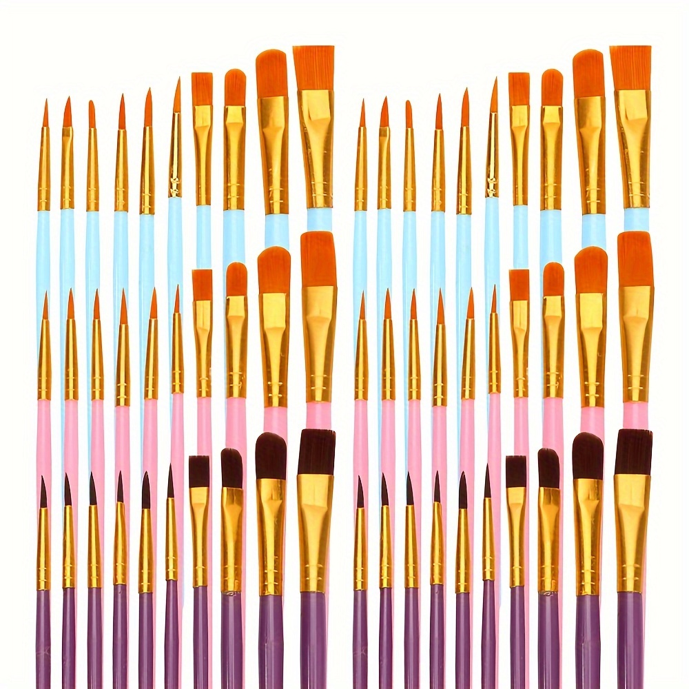 

20pcs Fine Point Nylon Hair Artist Paint Brushes Set For Acrylic, Oil, Watercolor, And Graffiti Painting With Plastic Handles - Suitable For Beginners And Professionals