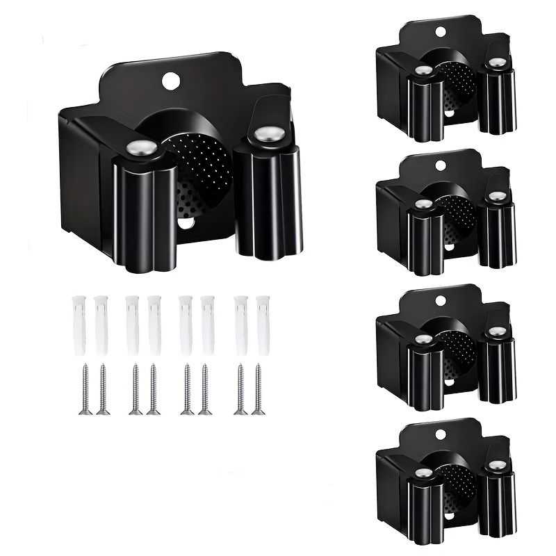 TEMU 5/11 Pack Heavy Duty Stainless Steel Wall Mount Broom Holder With Screws Space Saving Organizer For Brooms Mops Garden Tools Sports Gear Indoor