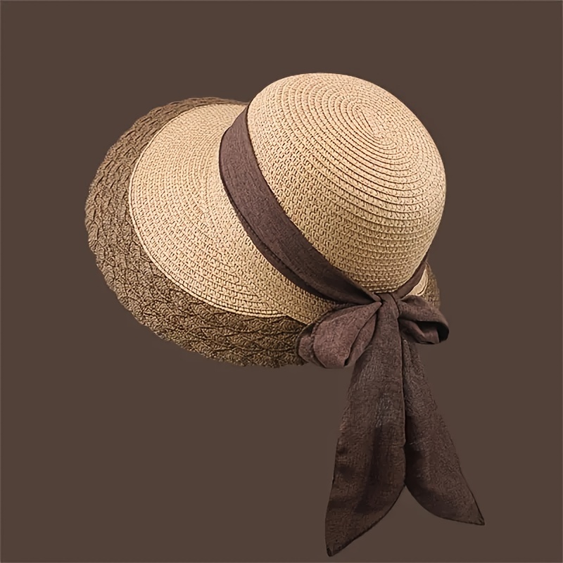 

Bow Straw Bucket Hat Wide Sun Hats Summer Casual Sunshade Beach Hats Suitable For Seaside Vacation