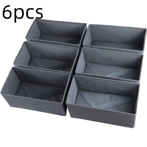 6pcs space saving foldable storage organizer for clothes underwear socks tension mounted fabric drawer divider brushed canvas end