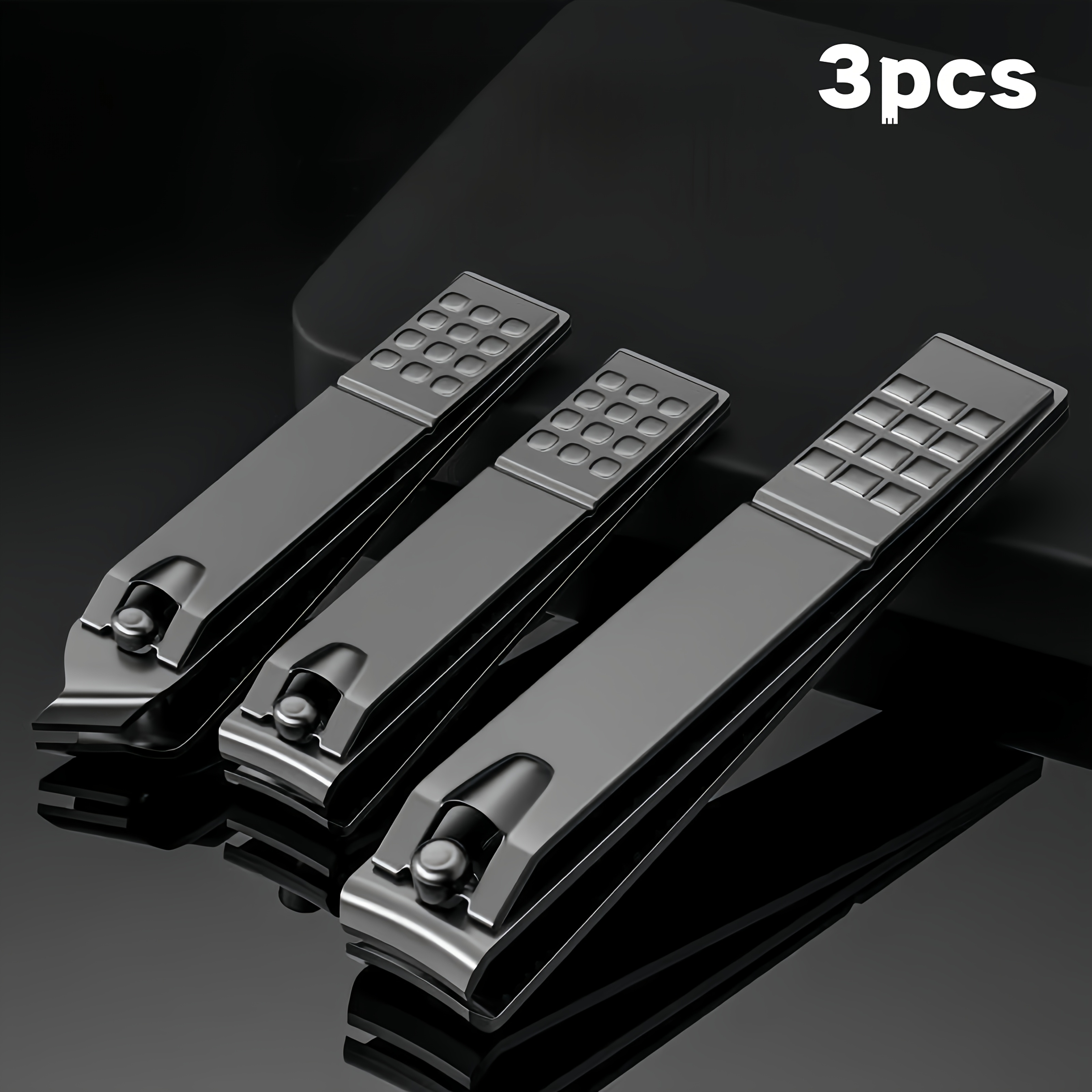 TEMU 3pcs Black Stainless Steel Nail Clippers, Unscented, Low-allergenic, Sharp And Durable, Nail And Toenail Trimmers For Hand And Foot Nail Care