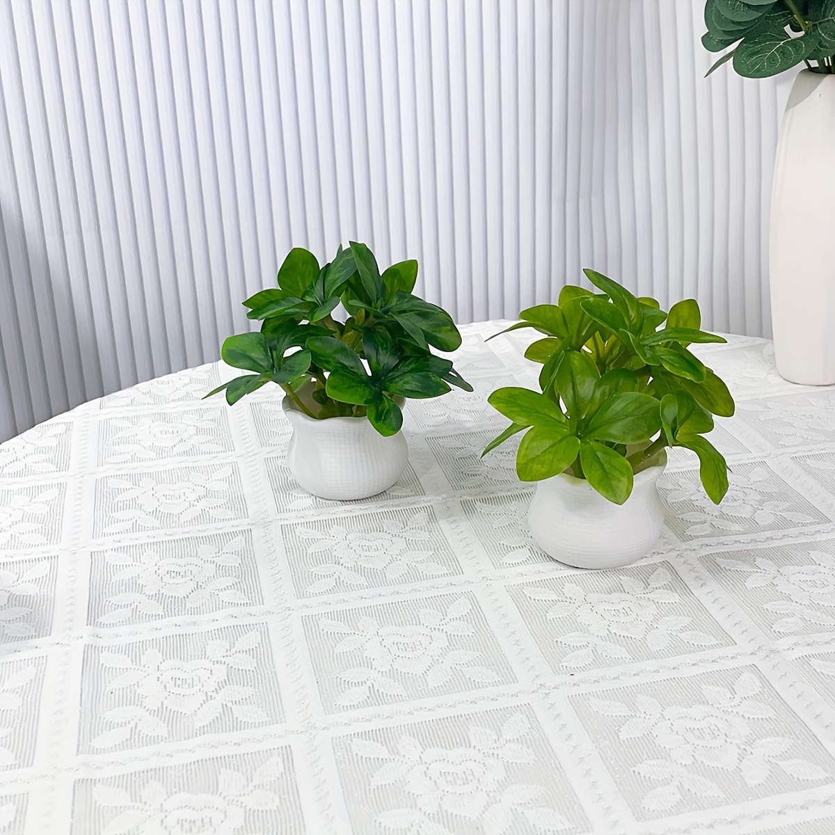 

2pcs Mini Artificial Green Plants, Indoor Home Decoration Simulation Flowers, Dining Table Wall Decorations, Micro Landscape Fake Trees, Artificial Potted Plants