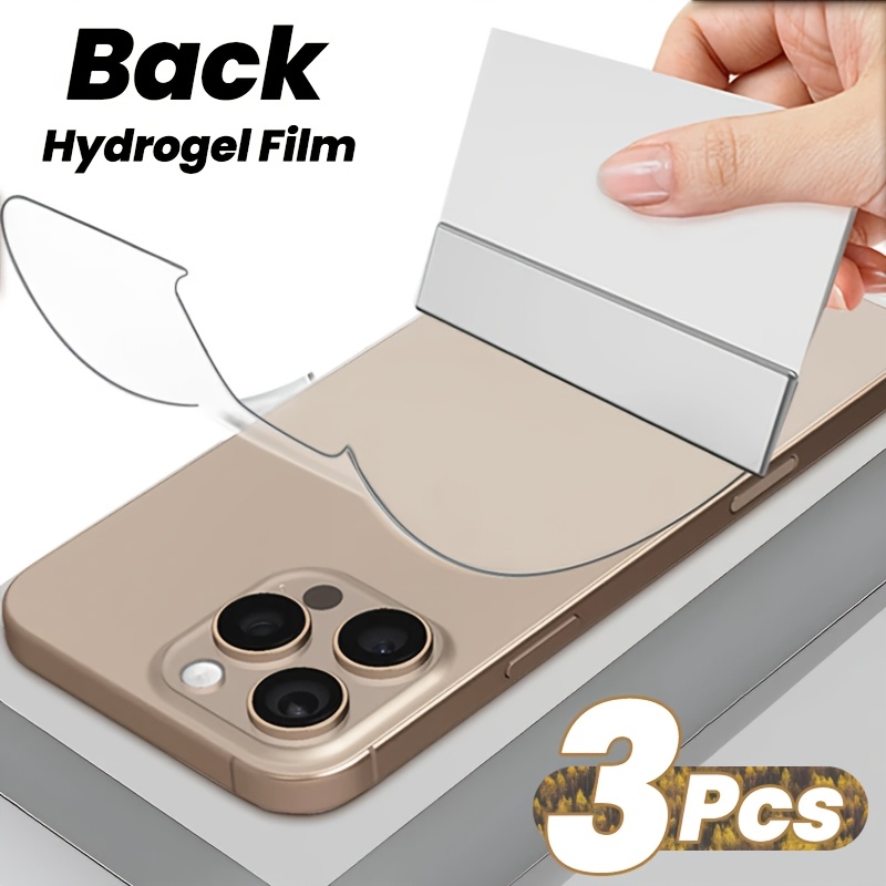 

3pcs Hydrogel Film Back Cover Skins For Pro Max/15/14/13/12/11 Pro , Thermoplastic Polyurethane, , Ultra-thin, Anti-scratch, Anti-fingerprint, And Oleophobic Coating