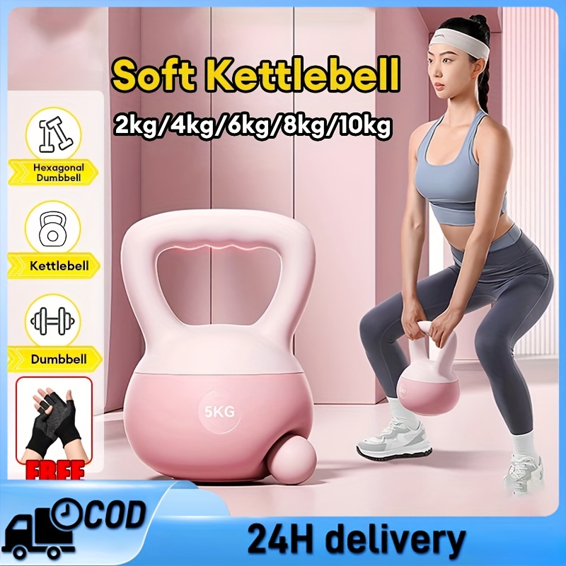 TEMU Soft Kettlebell Soft Shell Pvc Kettlebell Home Workout Fitness Equipment 4/6/8kg, Kettlebell For Women, Fitness Routine Accessory, Space-saving