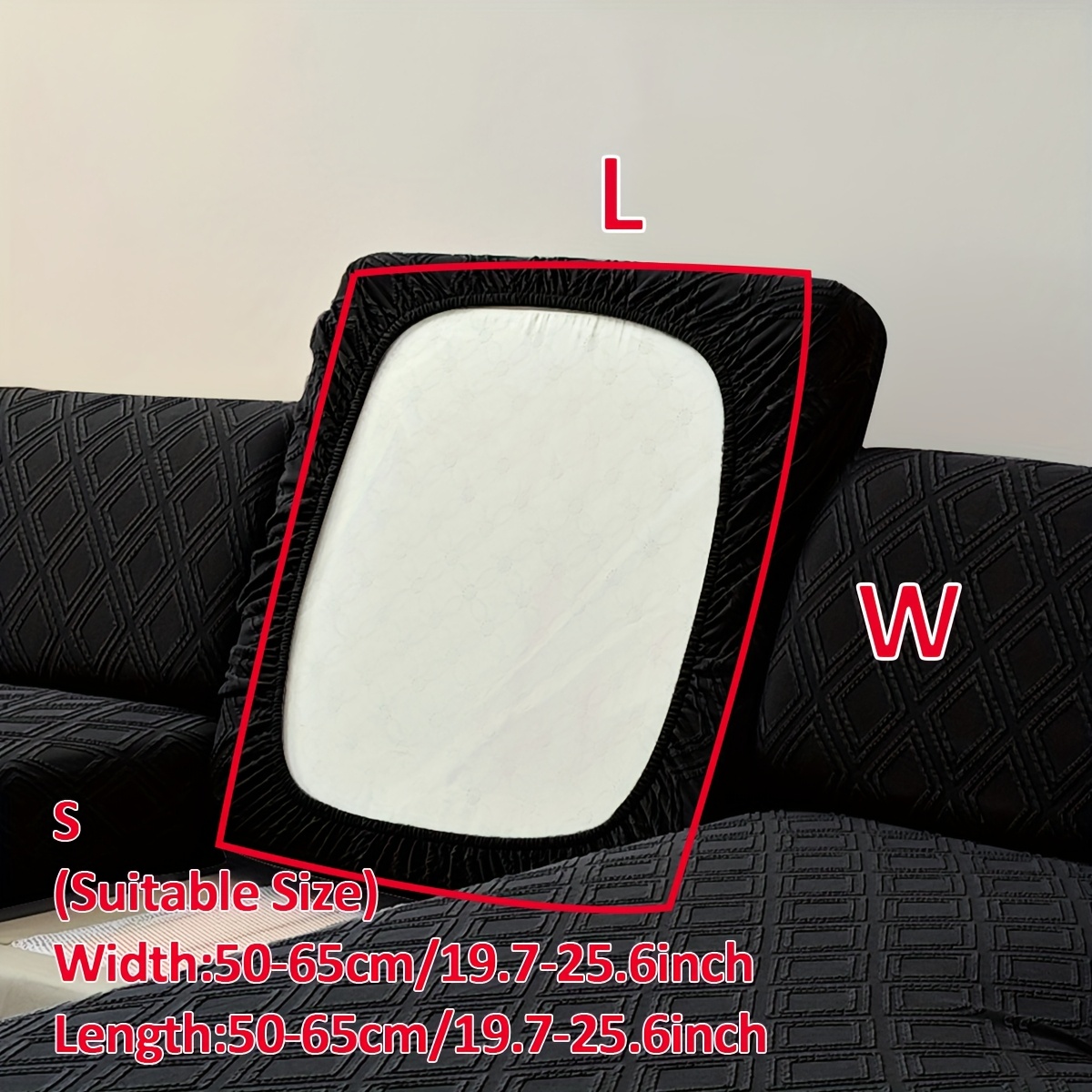 TEMU Single-piece Rhombus Embossed Extra-thick Sofa Cushion Cover, Multiple Sizes , High-weight Sofa Cushion Protector For Furniture, Home Decor,