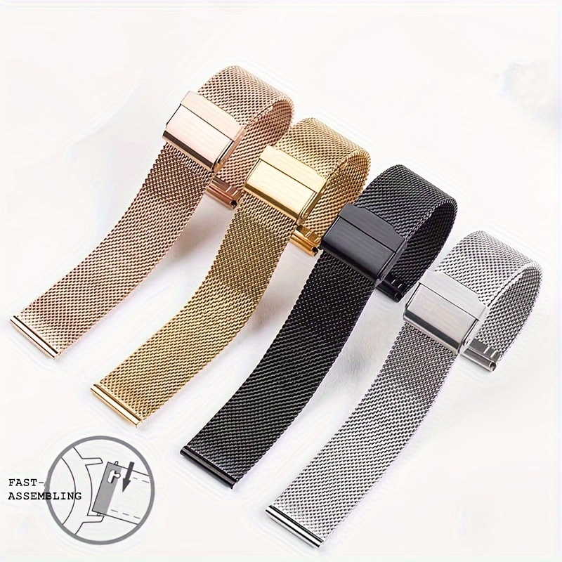 

1pc Stainless Steel Mesh Watch Band With Quick Release Spring Bars