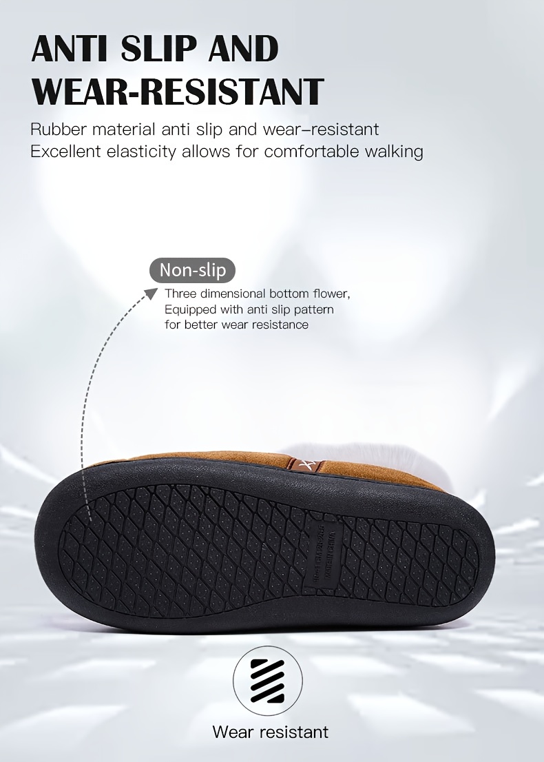 womens warm lined slippers black indoor shoes with plush collar slippers local   for women Product details 1