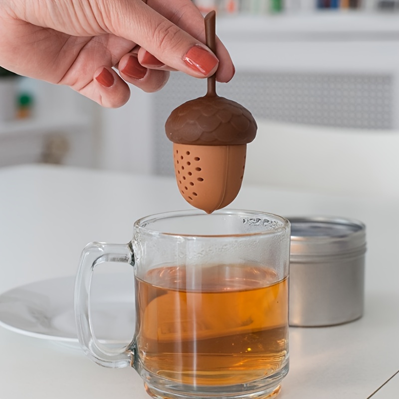 실리콘 도토리 모양 티 인퓨저 - 1개의 미니 휴대용 티 필터, 내구성 있는 실리콘 소재로 사무실 및 캠핑 사용에 적합합니다.