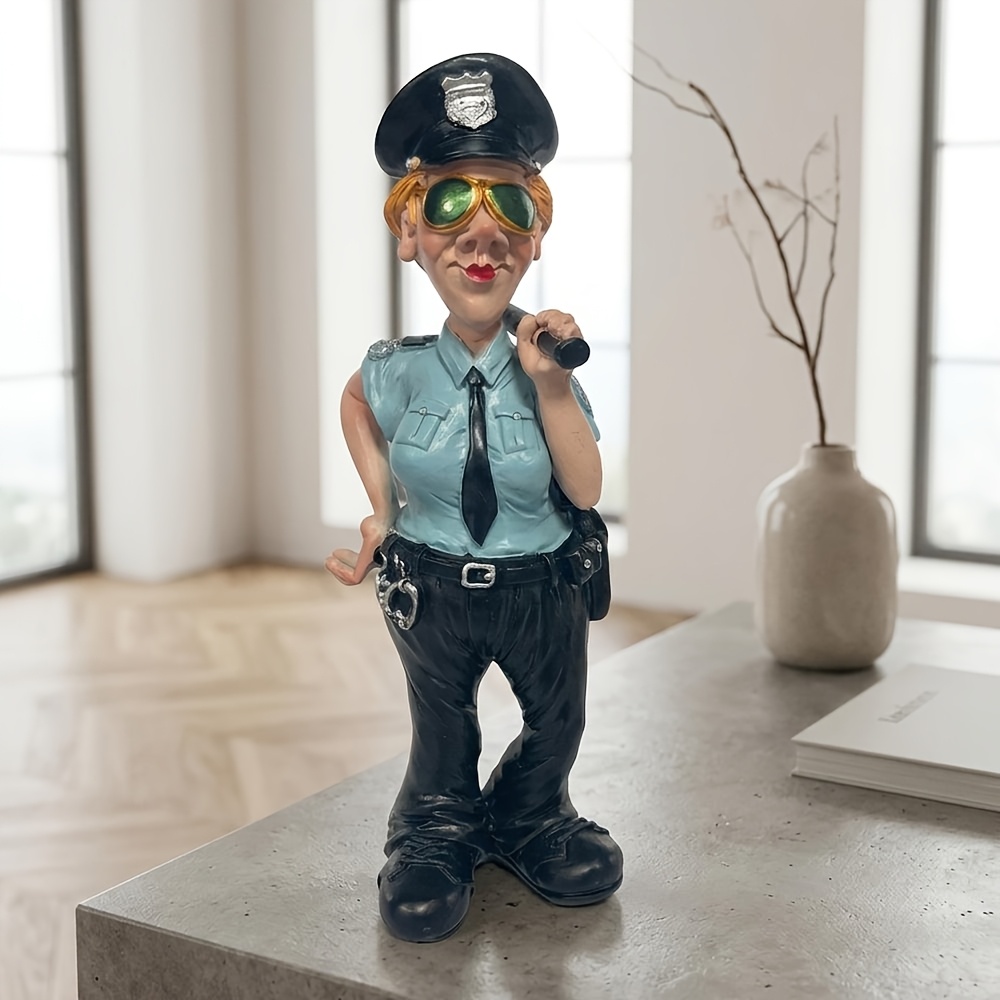 Image of Female Police Officer Statue - Resin Figurine With Uniform, Collectible Gift Suitable For Home Office Desk Decor, Police-themed Sculpture For Study Room, Desk Or Shelf Decoration