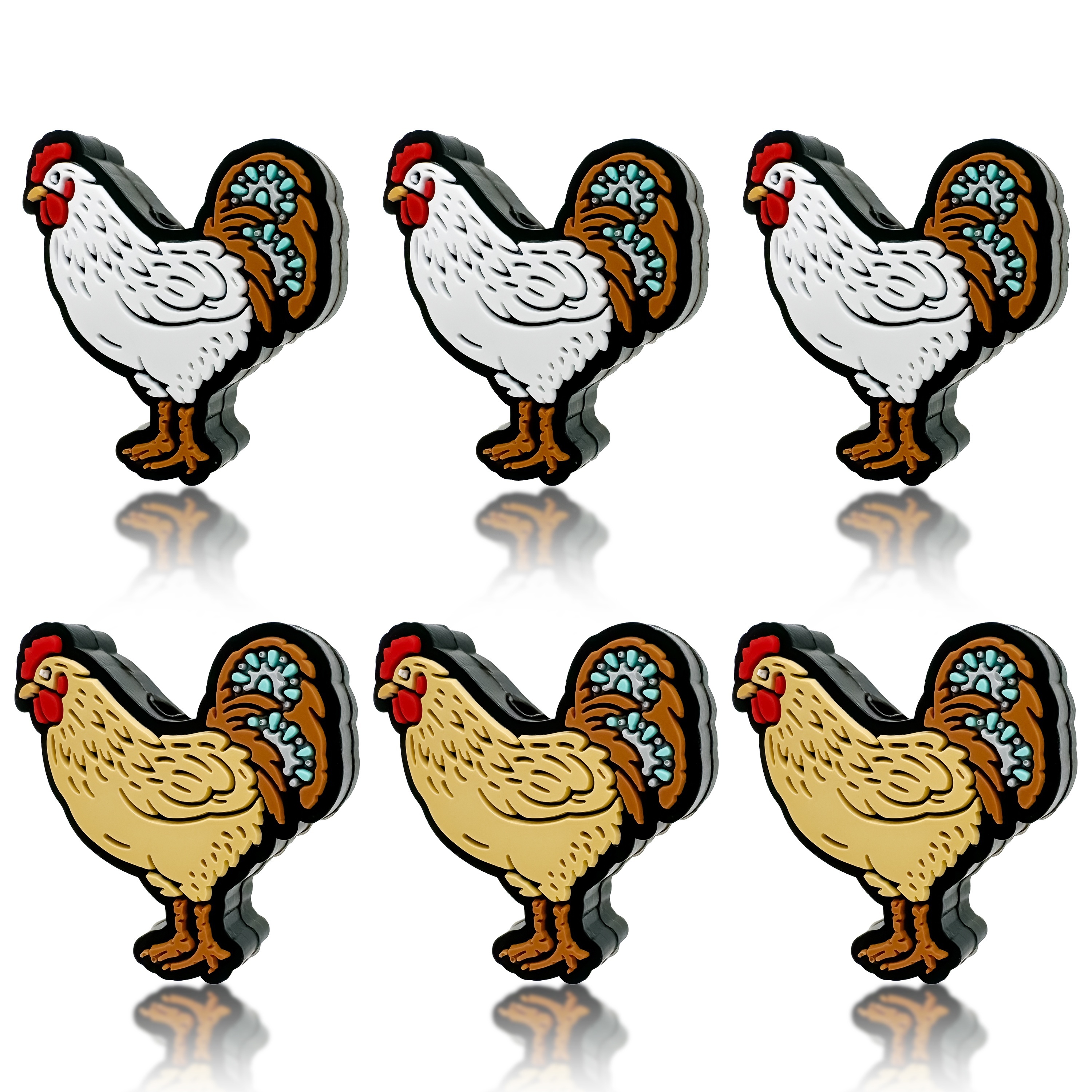 

Rooster Themed Silicone Bead Combination (1 Set Of 6)