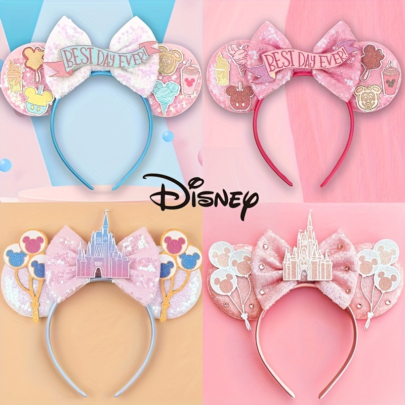 

Disney Sequin Headband For Girls, Elegant & Cute With Castle Bow, Festival Party Cosplay Diy Hair Accessories - Pastel & Sparkle Series