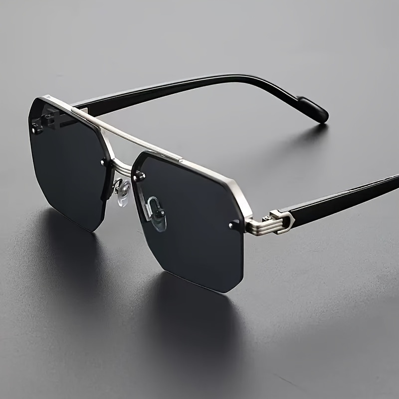 

Sports Style Polarized Glasses For Golf - Modern Semi-rimless Cut With Ac Lenses, Zinc Alloy Frame - Chic Square Eyewear For Fashionable Uv Protection