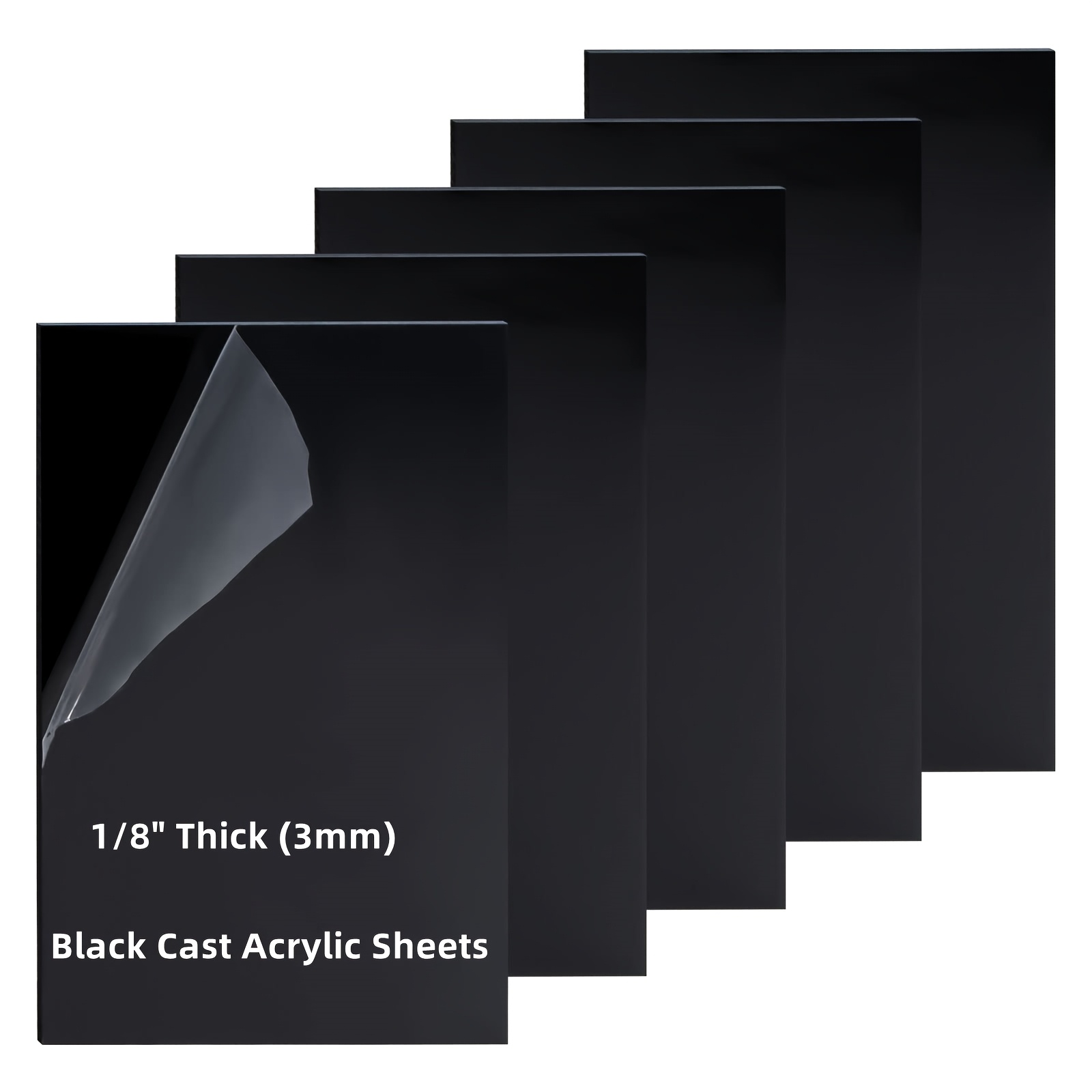 3/16" Thick Black CAST Acrylic Sheet – 12" X 12" Glossy Plexiglass For DIY & Displays