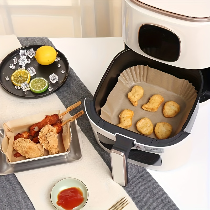 TEMU 50pcs+50pcs Non Stick Air Fryer Liner For Baking, Roasting, And Microwave Ovens - Easy To Clean, Single Sheet Paper For Cooking - Hotel And Commercial Use