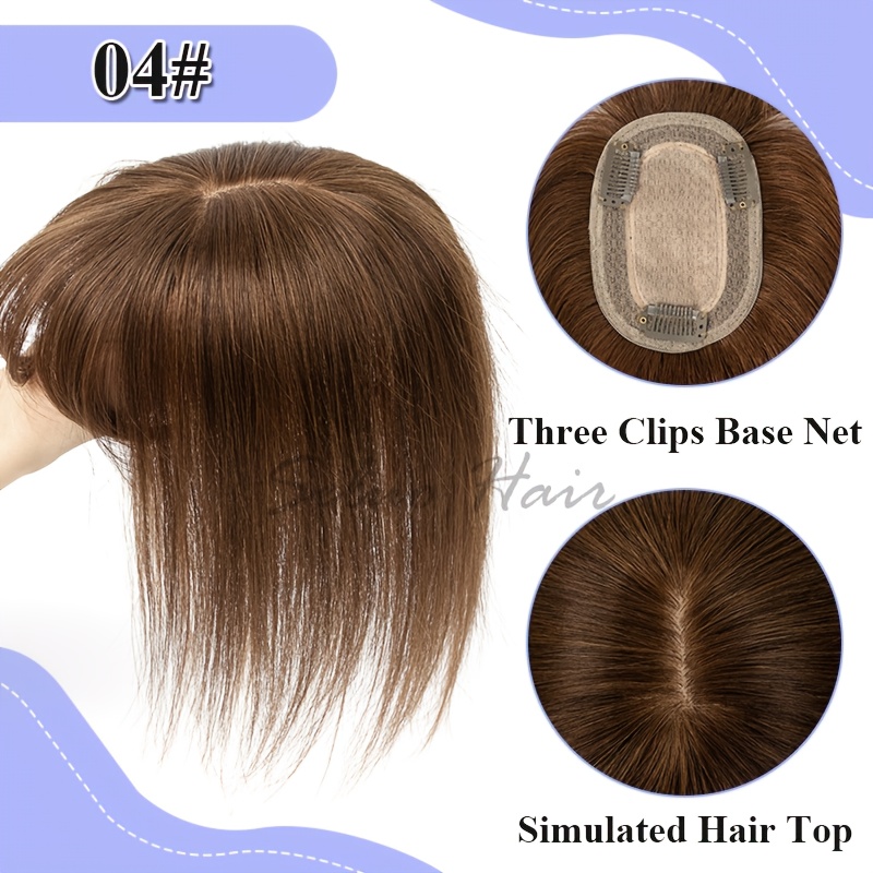 clips in human topper natural scalp top hide bald white hair  display picture 1