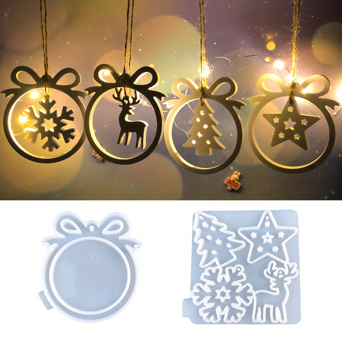 

2-piece Christmas Silicone Mold Set - Elk & Snowflake Designs For Diy Wall Hangings, Candlesticks & Home Decor Crafts