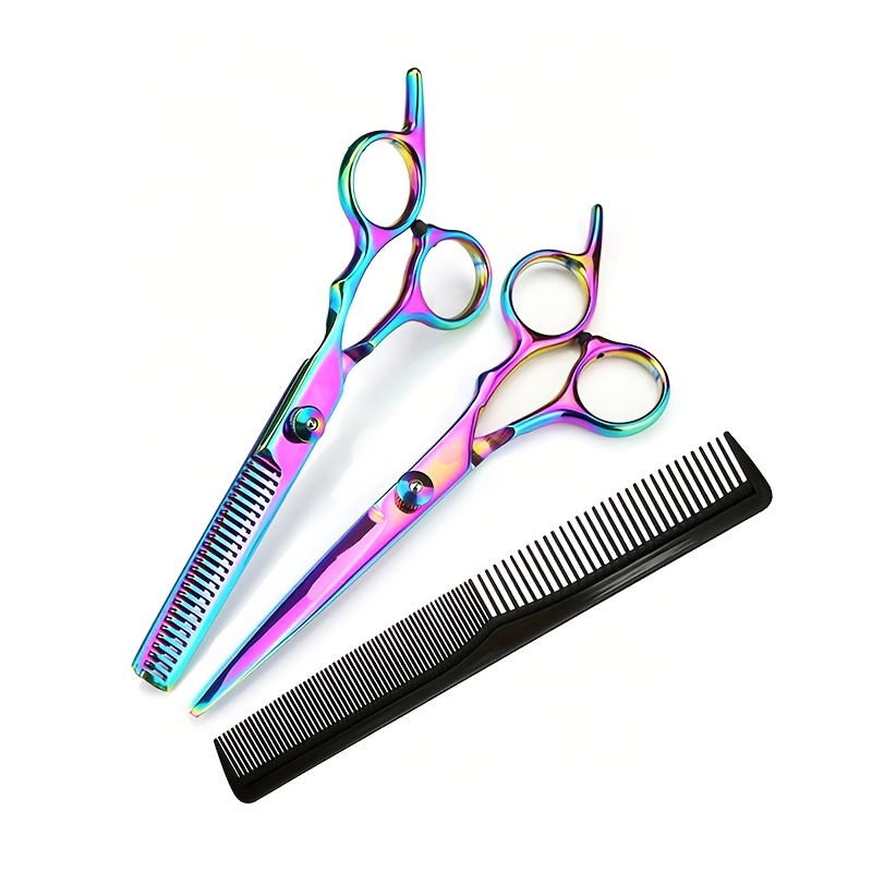 TEMU Ensemble d'outils de coiffure 3pcs/Pcs - Ciseaux droits spéciaux pour coiffeur, ciseaux à dents, outils de coupe de cheveux de coiffure en acier