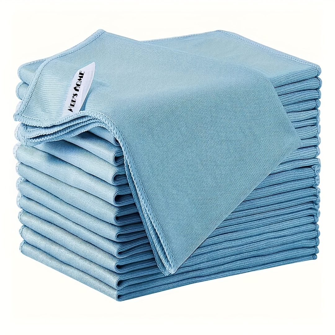 TEMU Microfiber Glass Cleaning Cloth, 9.84x9.84in, Lint Free Quickly Clean Windows, Mirrors, Glasses, Phone Screens, Camera Lenses, Blue