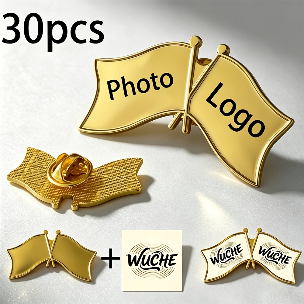 TEMU 30 Custom Golden Double-sided Flag Pins, Personalized Flag Pins, Suitable For Daily Wear And Important Occasions, Personalized Creative Fashion