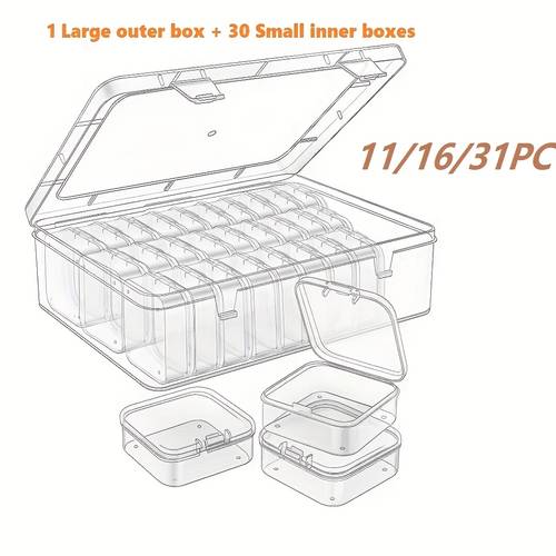 item picture 11 16 31pcs bead organizer box small bead organizers and storage plastic cases mini clear bead storage containers boxes with hinged lid and rectangle for bracelet making jewelry craft nail