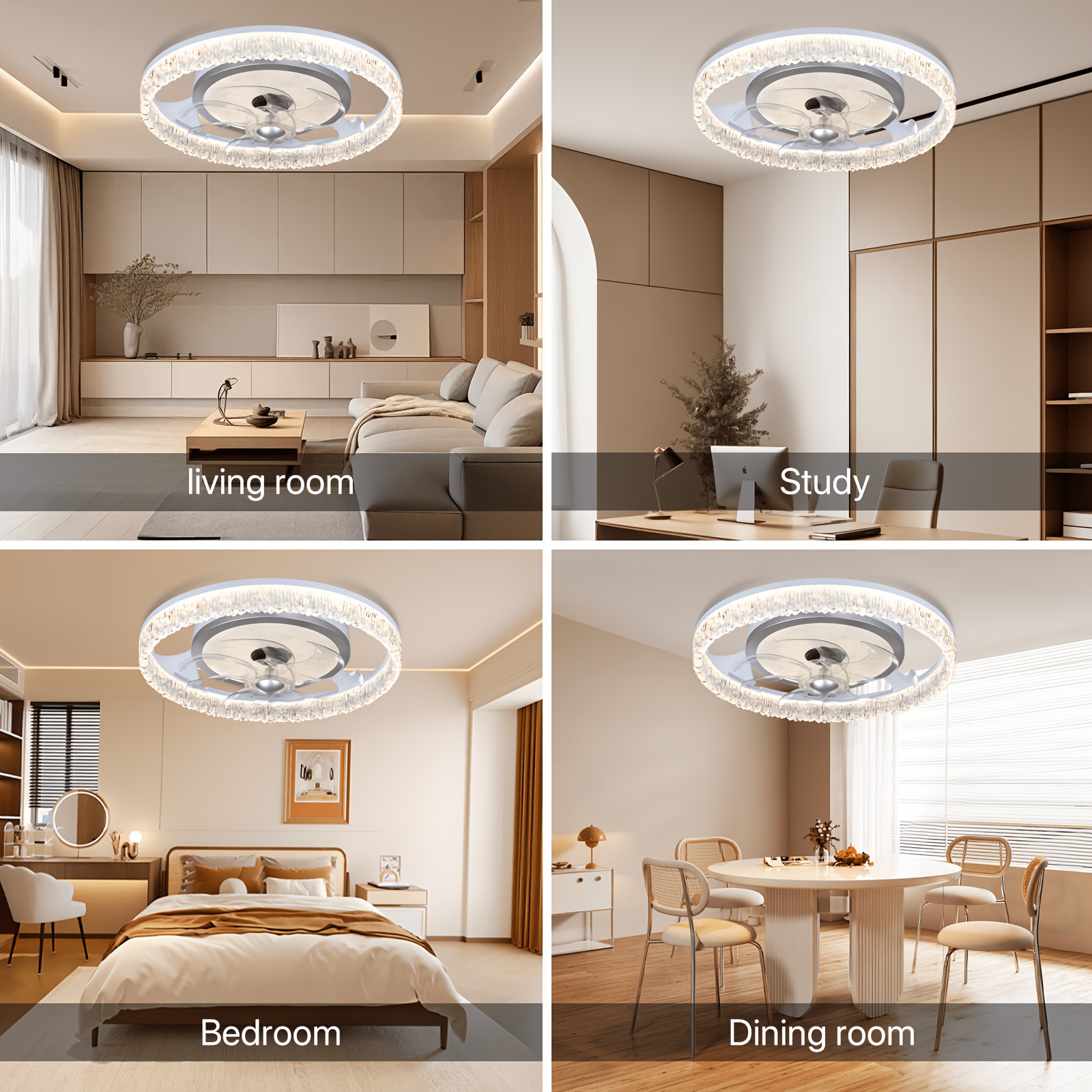 ceiling fan with light low profile ceiling fans with remote control flush mount ceiling fan 3 color 6 speed led fan light for bedroom living room kitchen dining room Product details 6