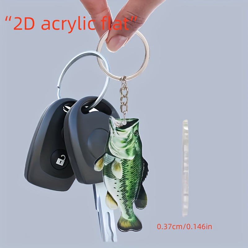 TEMU Llavero de Acrílico 2D para al Pesca con Percha, Llavero Multifunción, Regalo para Decoración 2D