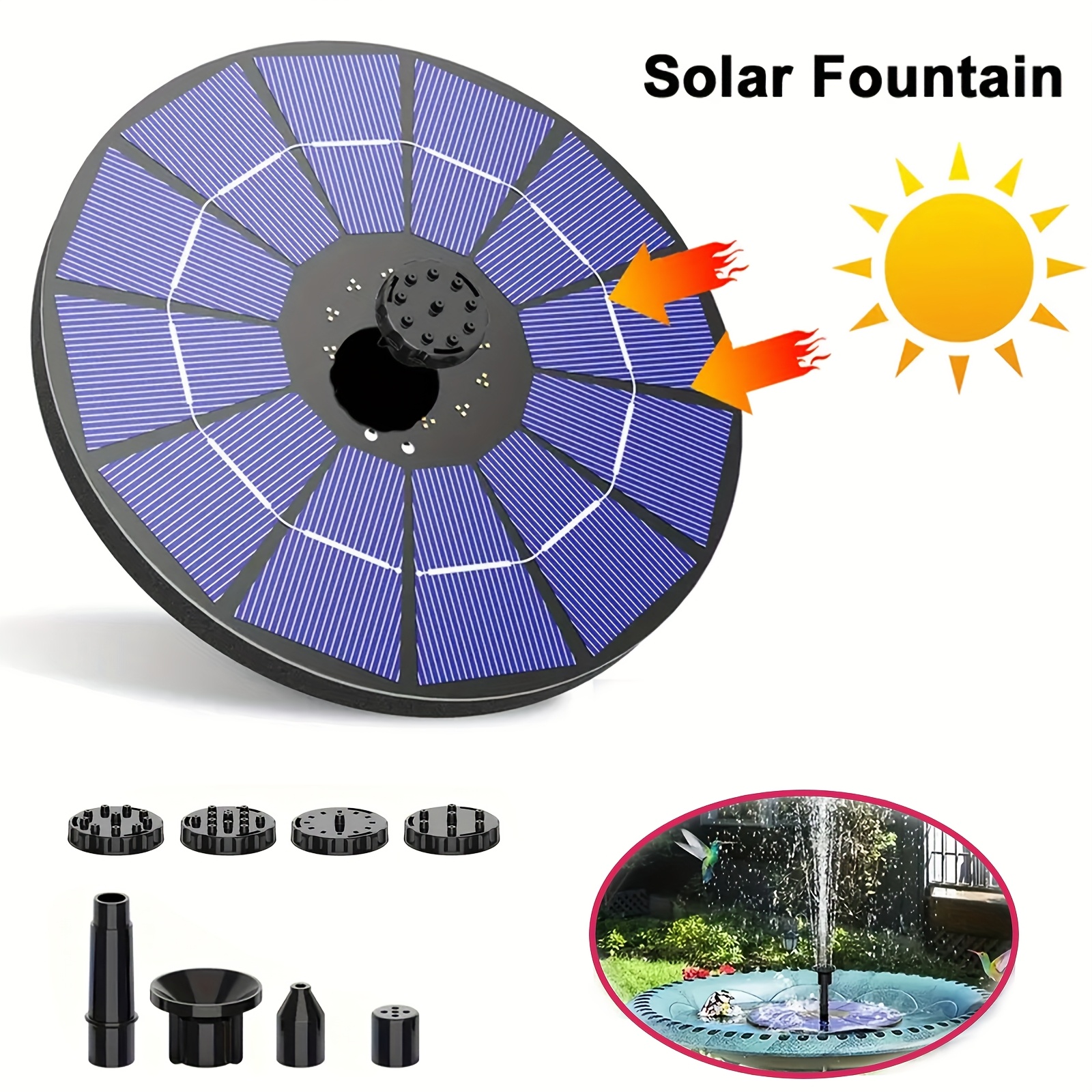 TEMU Solar-powered Fountain For Garden, Pond & Terrace - Bird With Durable , High-quality Outdoor Water Feature For Pool, Courtyard & Landscapes,