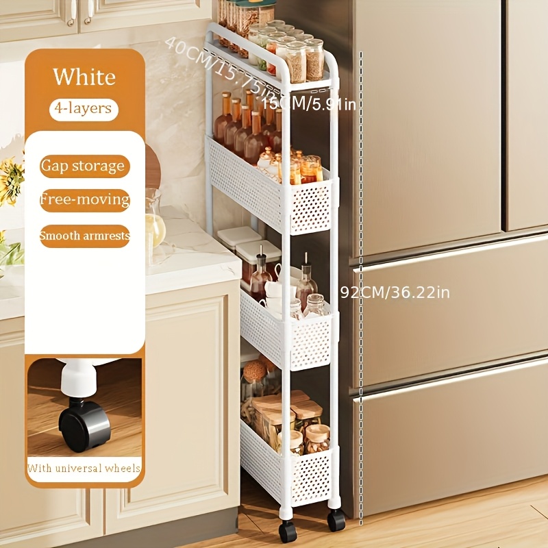 Pmmj Storage Rack Fits Bathroom-kitchen Perfectly. Features Casters For And Multi-tier Design For Snacks/essentials. Ideal Mobile Organizer For Living Rooms/bathrooms Space-saving Gift
