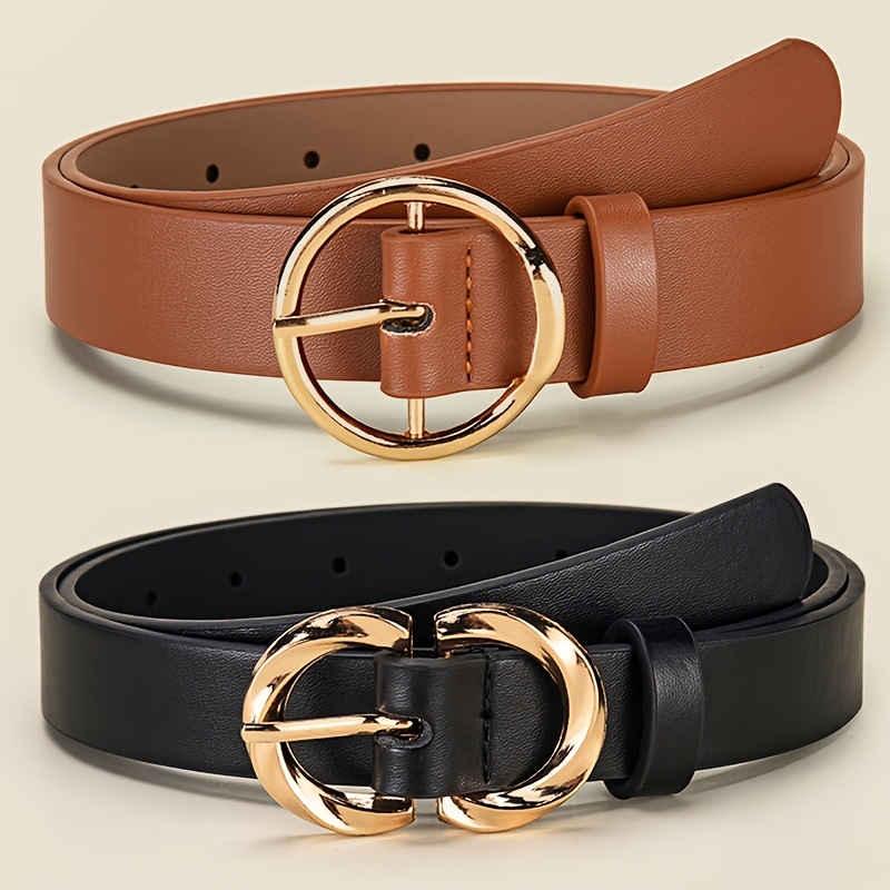 E-shop 2er-Pack Damen Freizeit Multi-Funktions-Pendler-Gürtel | Mit Drei, Doppel- und -Metallschnallen, Elegantes und Schlichtes Design, Leicht und
